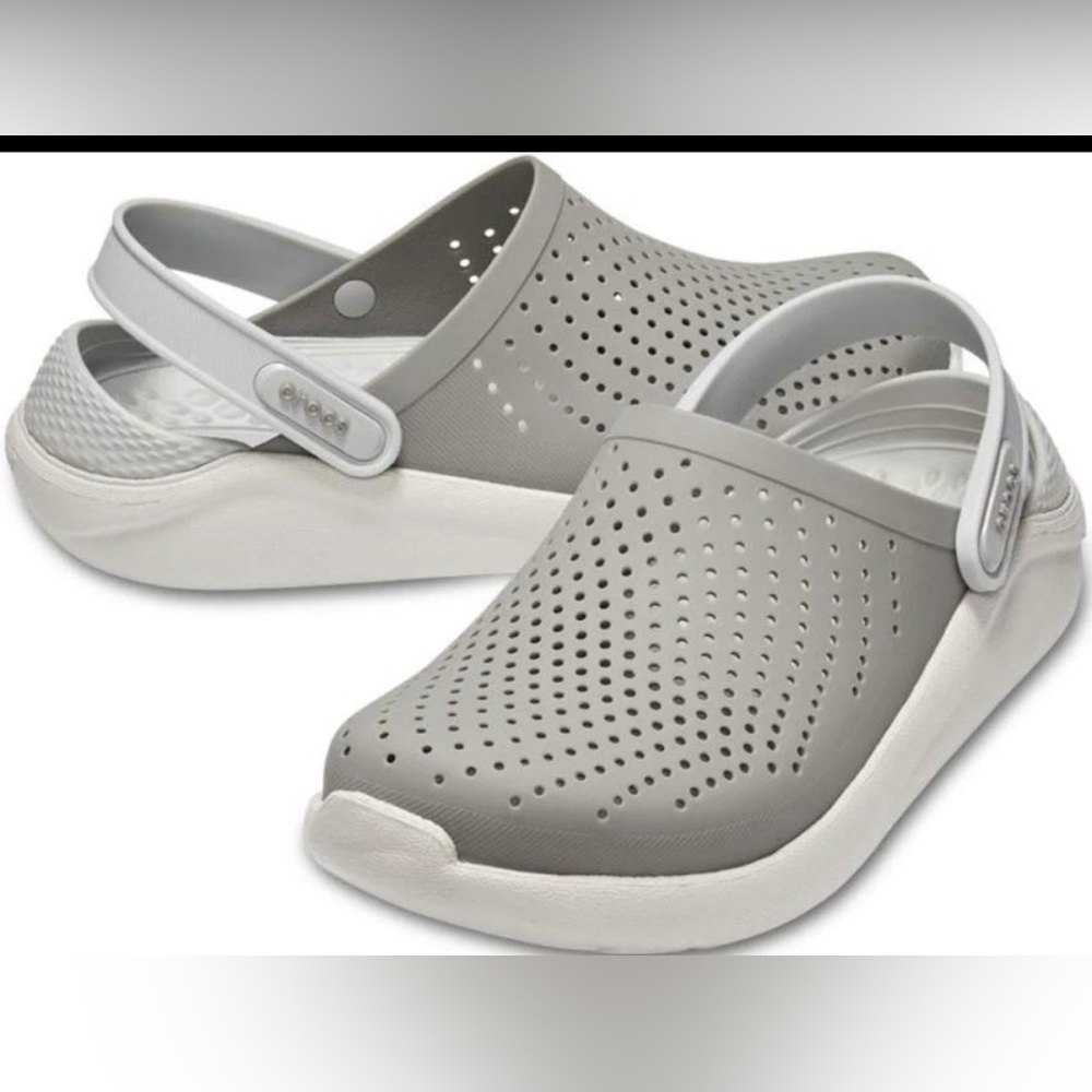Crocs Lite Ride Clog suberbly cushioned in Smoke/White Men 6 Women 8